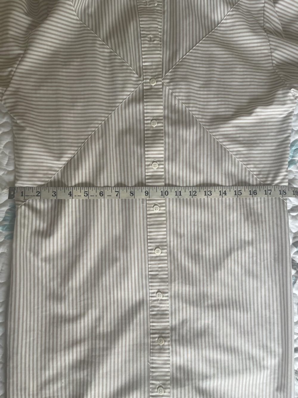 John Henry Tan & Cream Striped Shirt Dress short cuffed sleeves Pockets Size10P - Picture 8 of 14